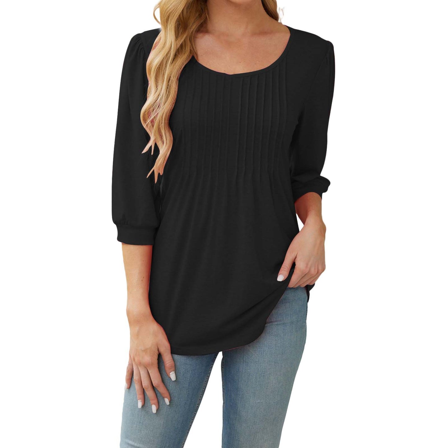 Round Neck Drawstring Half Sleeve Women's T-shirt Tops