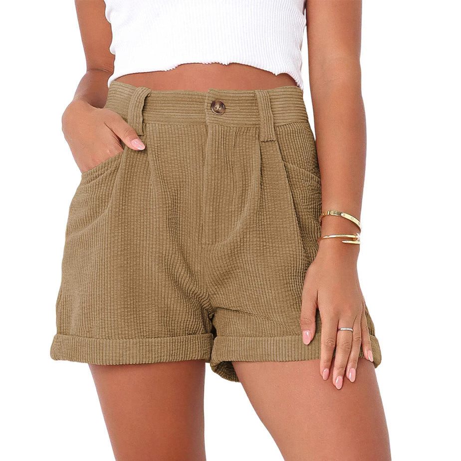 Short Femme Velours Côtelé Taille Haute & Style Décontracté