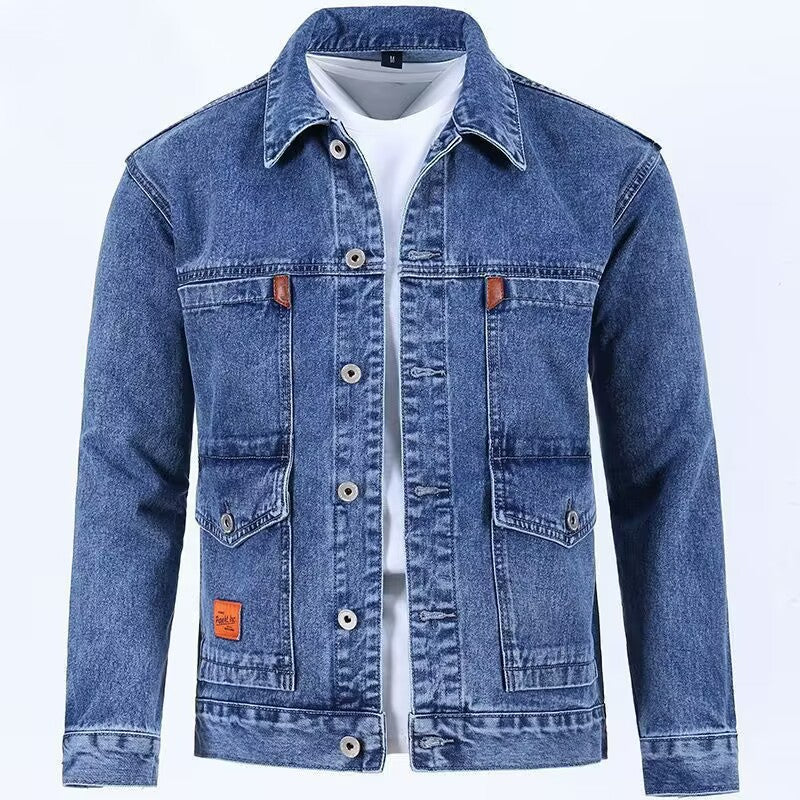 Veste en jean tendance pour homme coupe ample, style décontracté américain