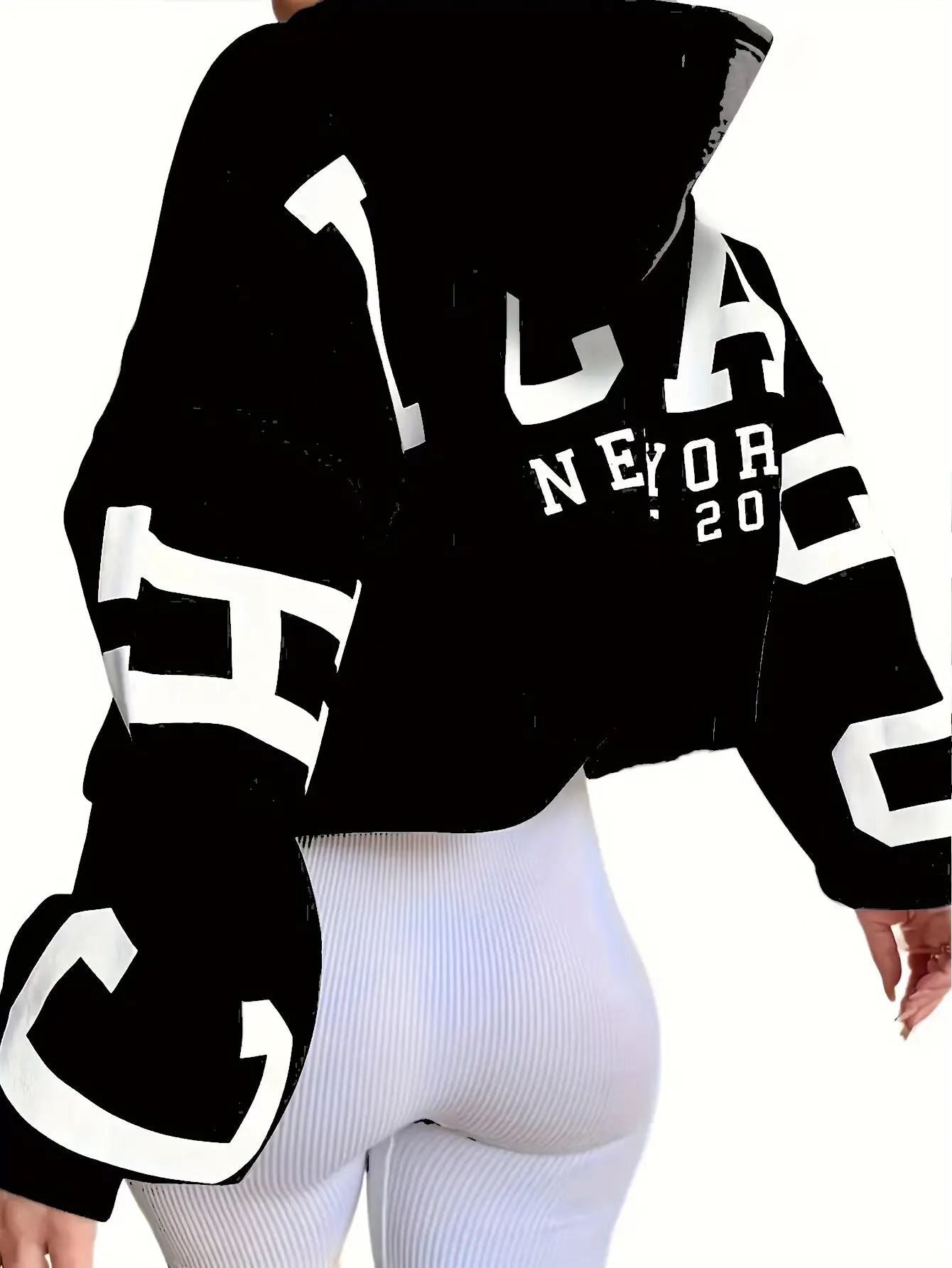 Sweat à capuche en molleton imprimé dos Style streetwear européen et américain