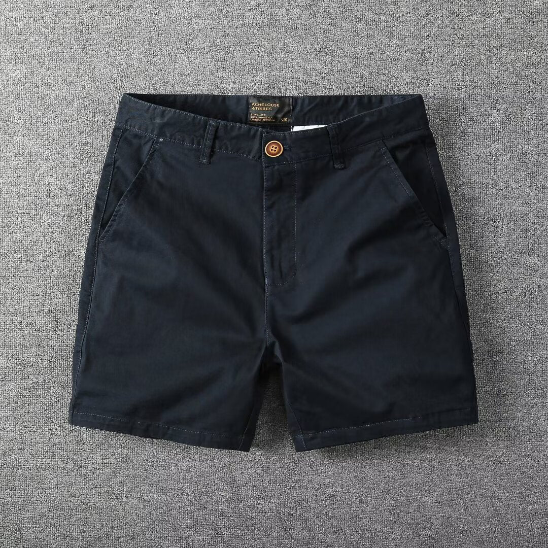 Short décontracté en coton lavé pour homme Léger, coupe droite slim, avec légère élasticité, tendance et polyvalent