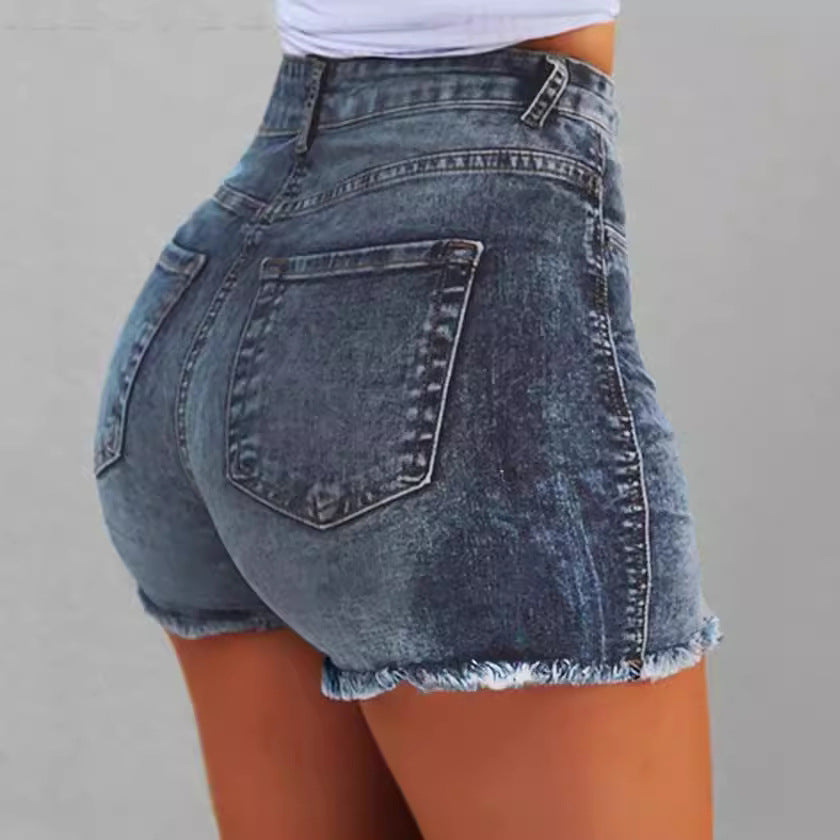 Short en Jean Femme Coupe Slim Stretch, Effet Galbant