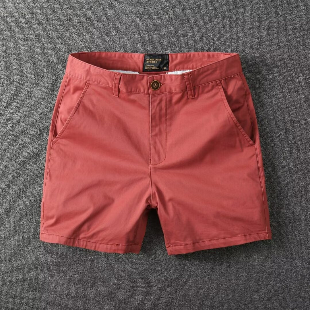 Short décontracté en coton lavé pour homme Léger, coupe droite slim, avec légère élasticité, tendance et polyvalent