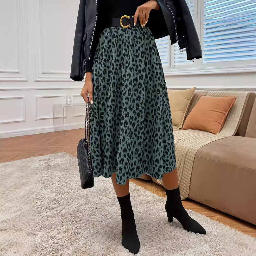 Jupe Évasée Imprimée Taille Haute & Style Automnal Élégant