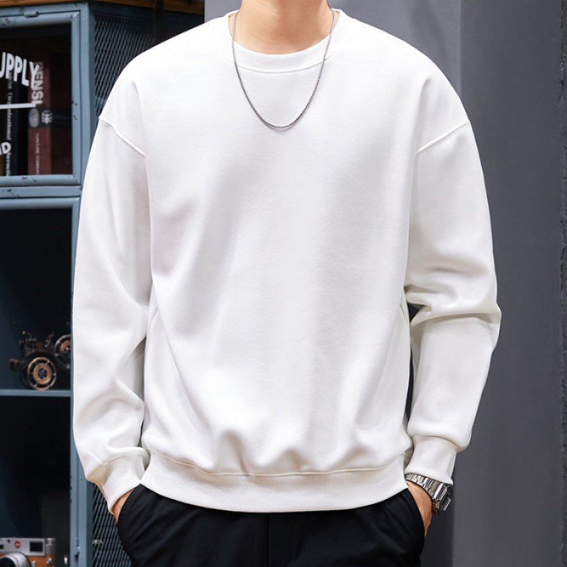 Sweat-shirt uni pour homme Col rond, coupe ample et décontractée, manches longues, style polyvalent