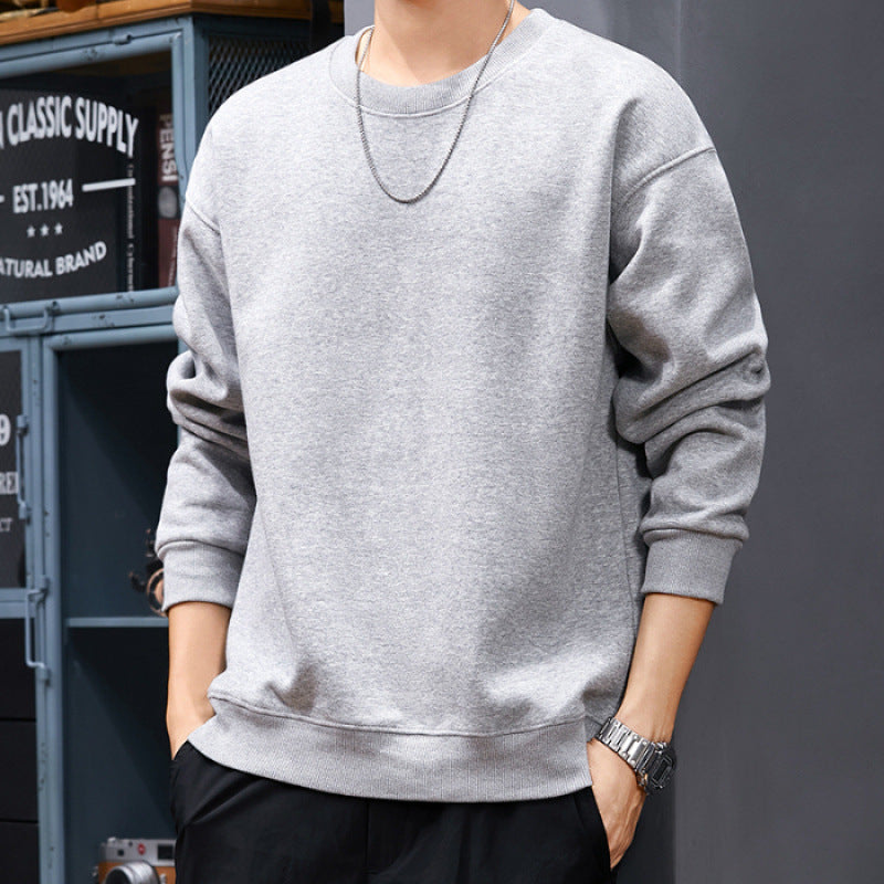 Sweat-shirt uni pour homme Col rond, coupe ample et décontractée, manches longues, style polyvalent