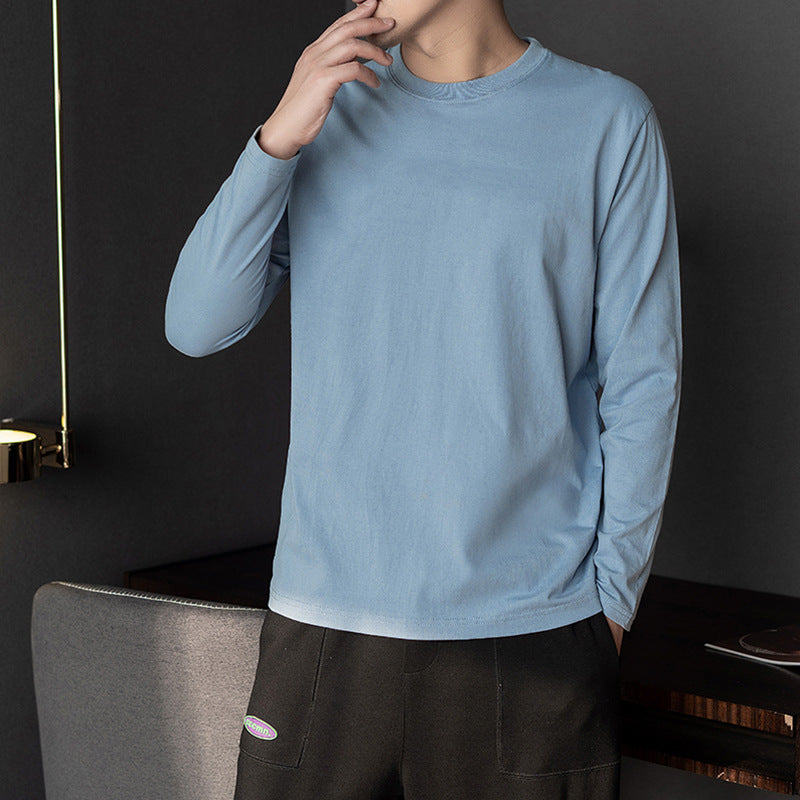 T-shirt en coton à manches longues pour homme Col rond, léger et respirant, idéal à porter seul ou en superposition