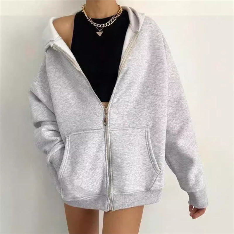 Veste sweat à capuche zippée pour femme Nouveau modèle tendance, coupe confortable, parfaite pour la mi-saison