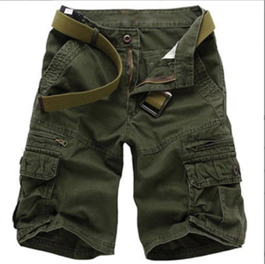 Short cargo en coton pour homme  Mi-long, multi-poches, style décontracté et sportif, tissu épais et résistant