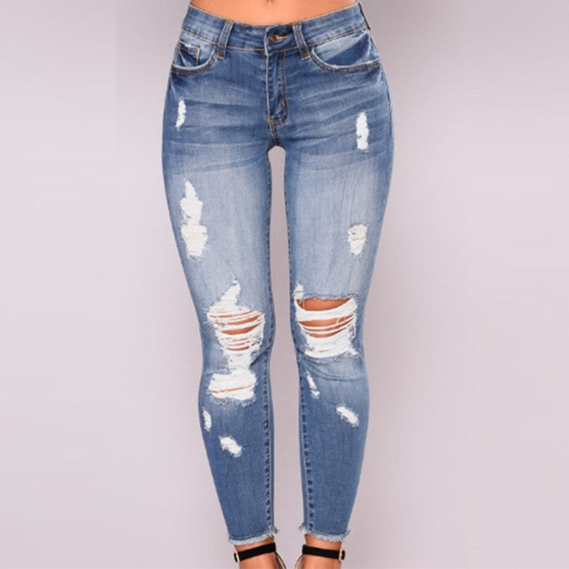 Jean Legging Slim Taille Haute Effet Seconde Peau & Look Déchiré