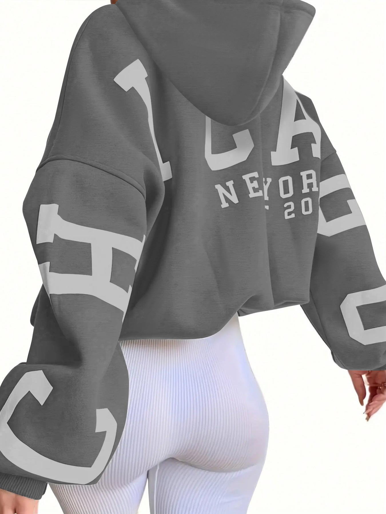 Sweat à capuche en molleton imprimé dos Style streetwear européen et américain