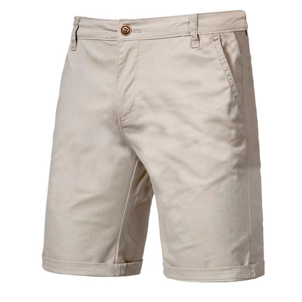 Shorts en coton décontractés pour homme, coupe droite et ajustée, longueur cinq points, couleur unie, grande taille, style sportif européen et américain.