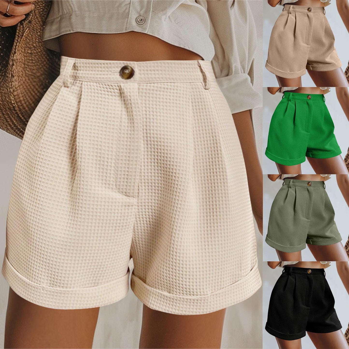 Short Femme Élégance Boutonnée Taille Haute & Style Décontracté