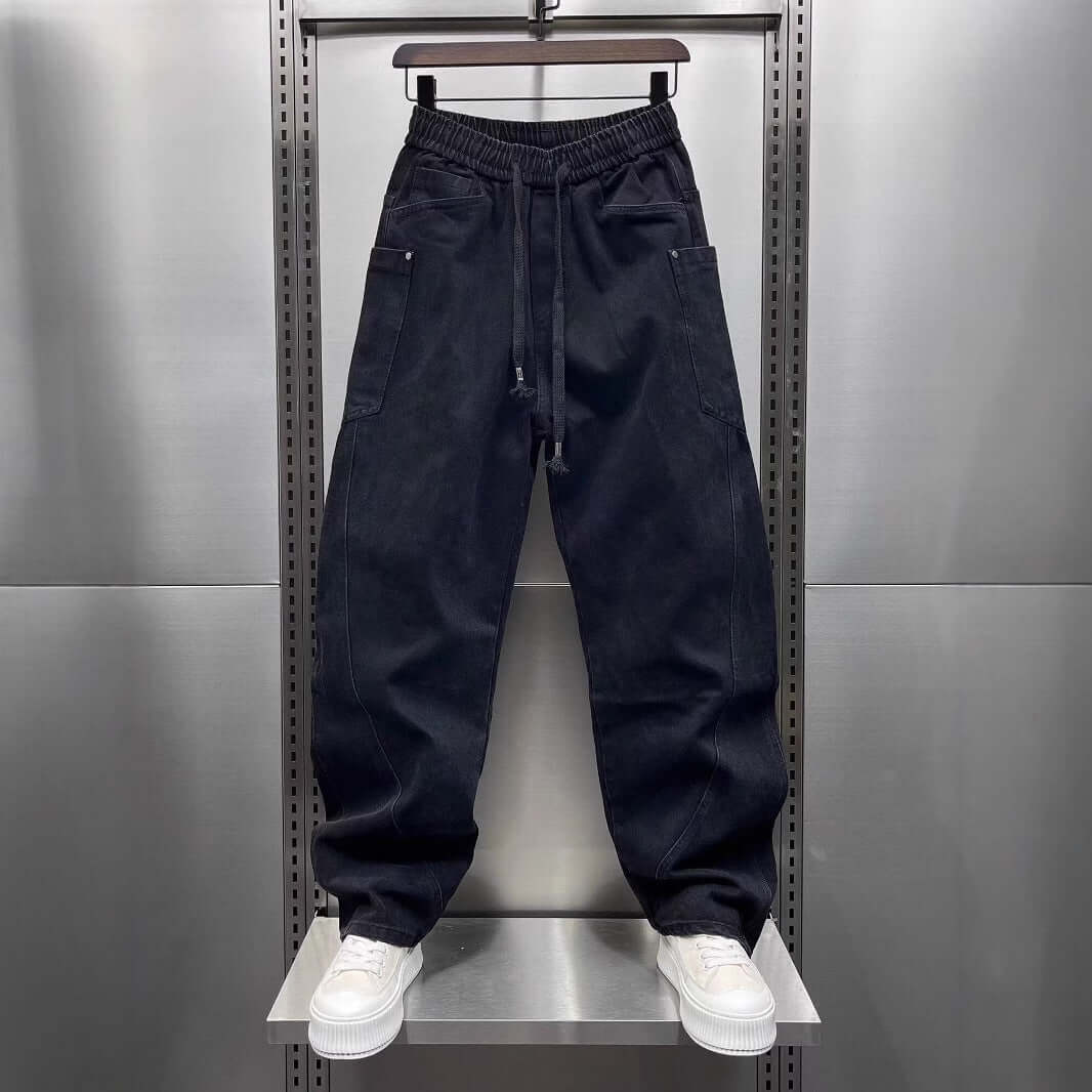 2025 Spring and Autumn Vintage Jeans Men's Trendy Brand Scimitar Pants American Casual Washed Retro Cargo Pants