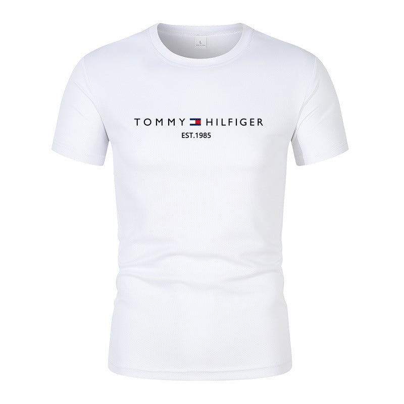 T-shirt homme en coton épais manches courtes, imprimé tendance, coupe ample