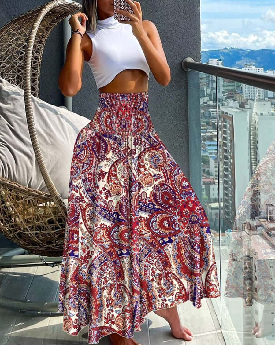 2024 independent station TEMU Amazon new summer fashion high-waisted thin printed women's skirt women