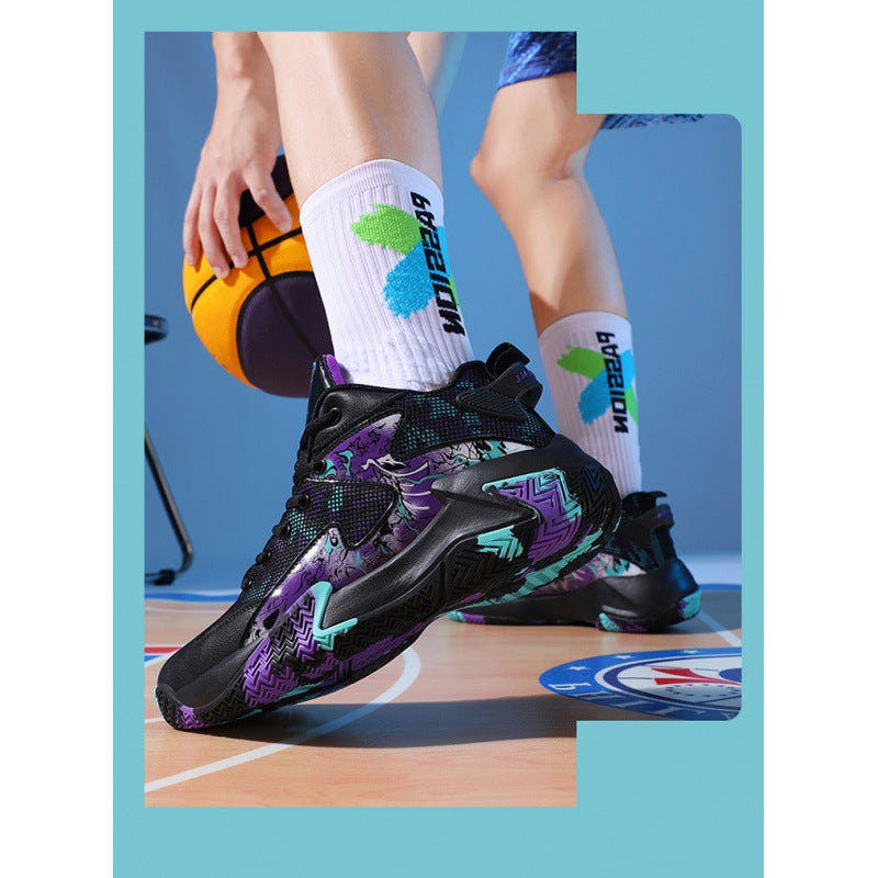Cross-border basketball sneakers, new junior high school students, men's winter running leather professional training shoes