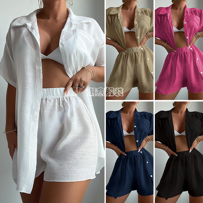 Ensemble de Plage Décontracté Chemise Légère & Short