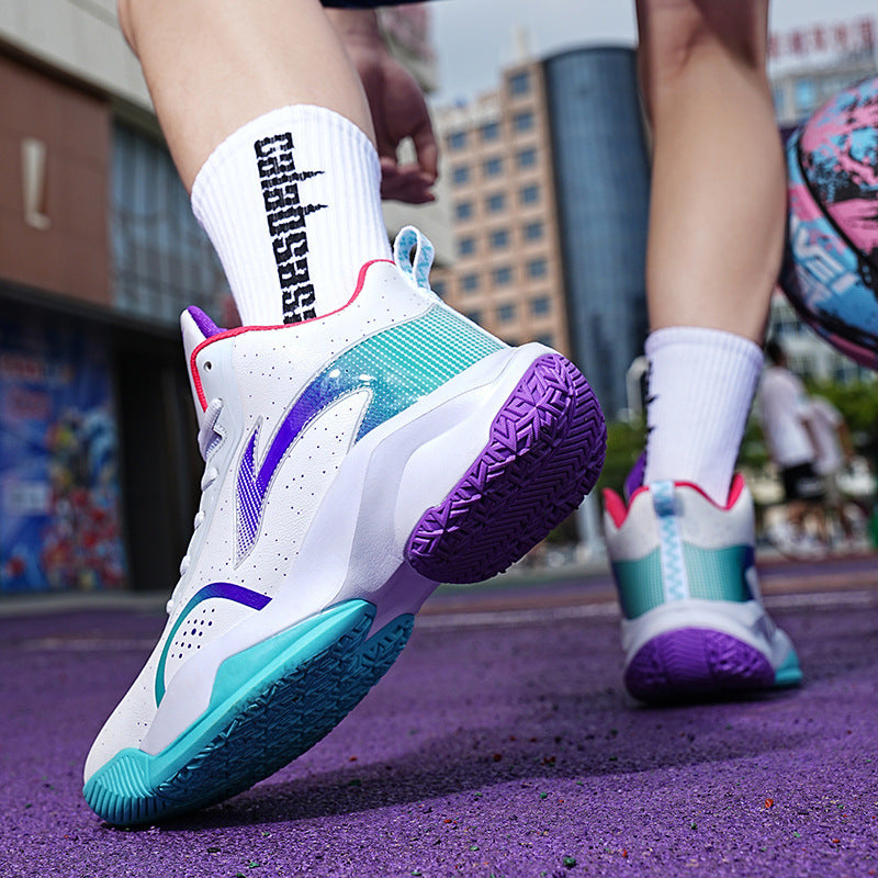 Cross-border basketball sneakers, new junior high school students, men's winter running leather professional training shoes