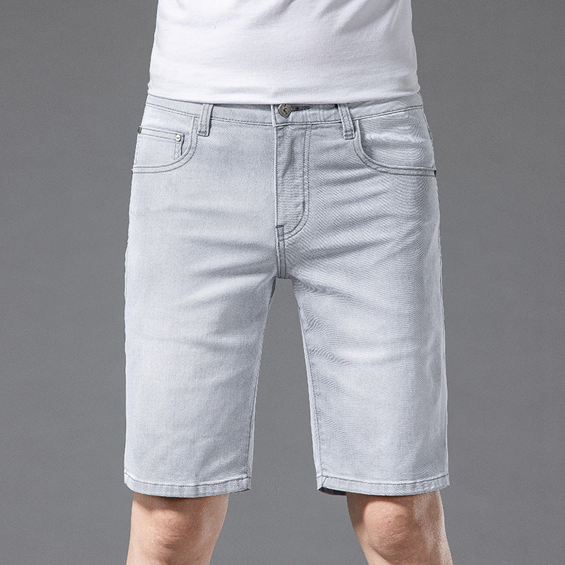 Jean gris clair pour homme, style européen et américain, coupe droite et courte, idéal pour l'été, pantalon mi-long décontracté.