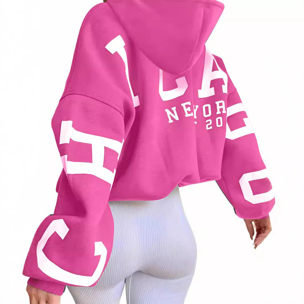 Sweat à capuche en molleton imprimé dos Style streetwear européen et américain