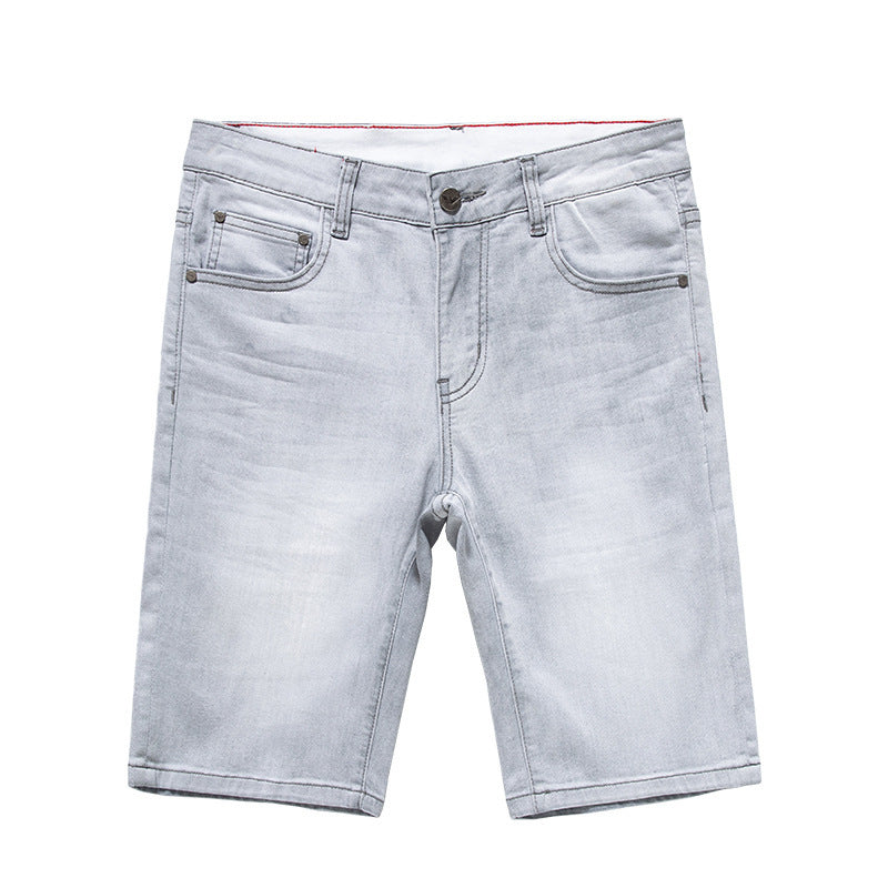 Jean gris clair pour homme, style européen et américain, coupe droite et courte, idéal pour l'été, pantalon mi-long décontracté.