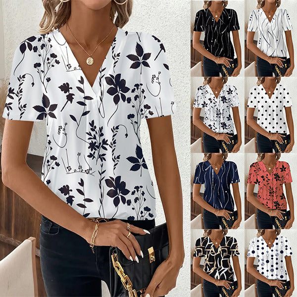 T-shirt Femme Imprimé Col V & Style Décontracté