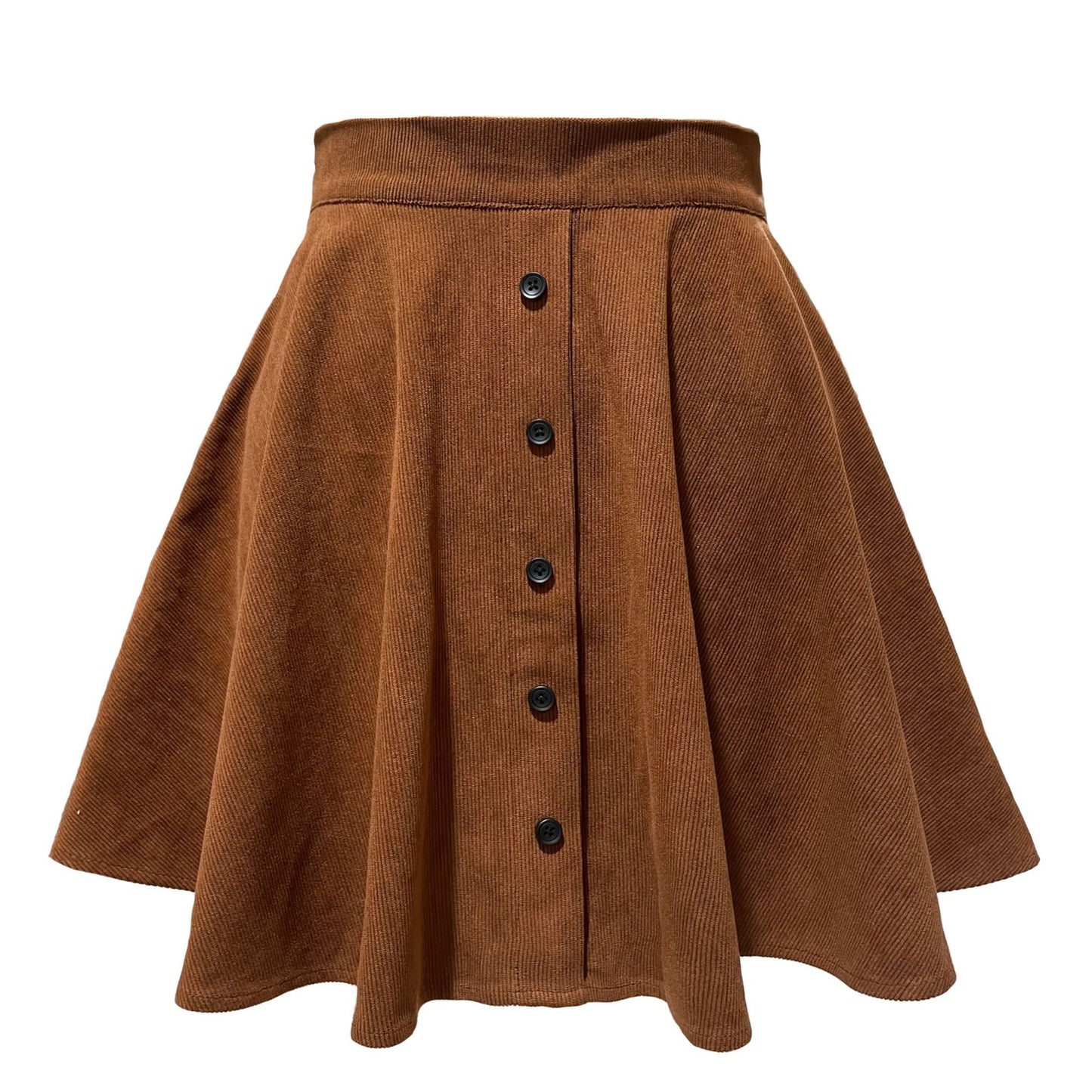 Jupe Trapèze en Velours Côtelé Taille Haute & Style Doux pour lAutomne/Hiver