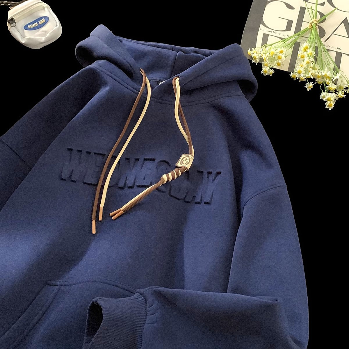 Sweat-shirt homme épais à capuche style urbain, coupe confortable, pour printemps et automne
