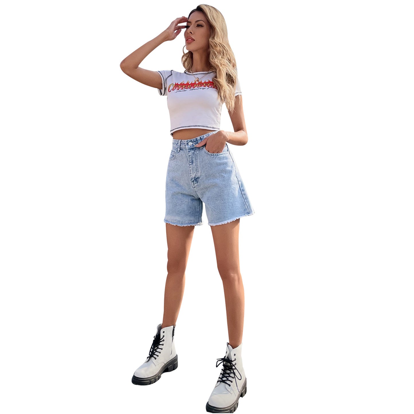 Short en Jean Femme Taille Haute Style Décontracté & Tendance