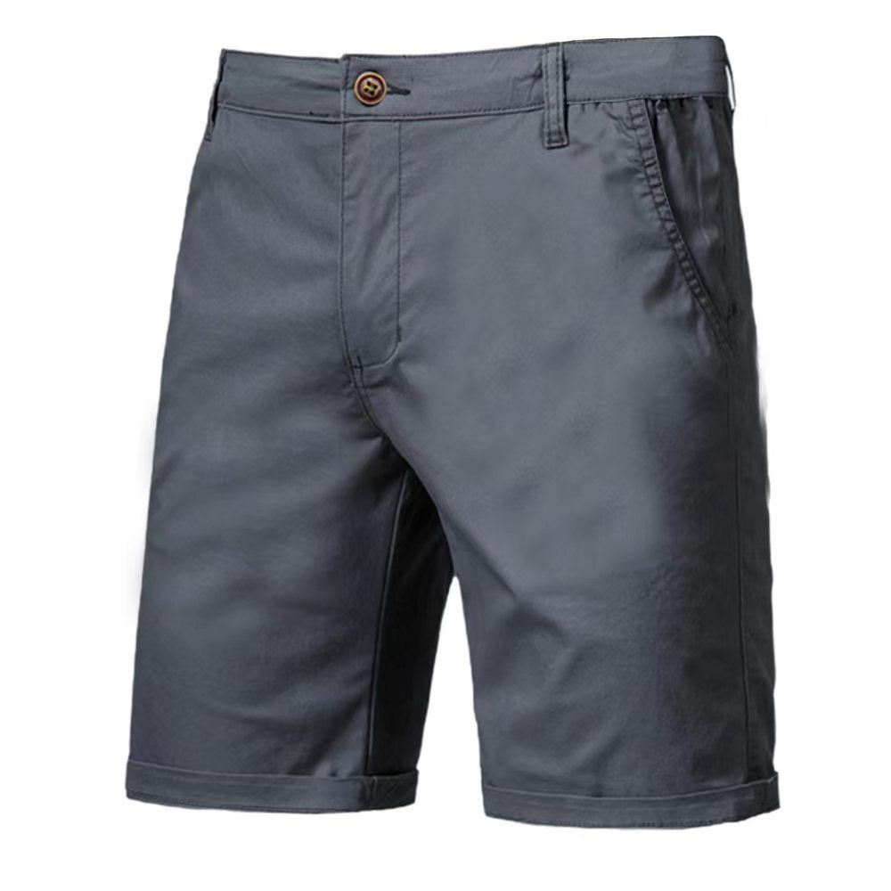 Shorts en coton décontractés pour homme, coupe droite et ajustée, longueur cinq points, couleur unie, grande taille, style sportif européen et américain.