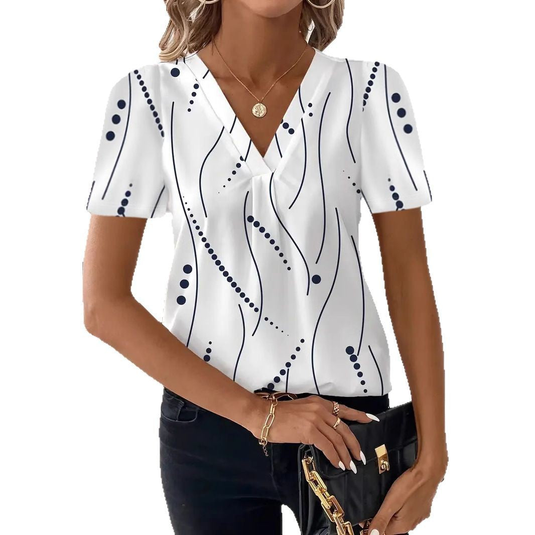 T-shirt Femme Imprimé Col V & Style Décontracté
