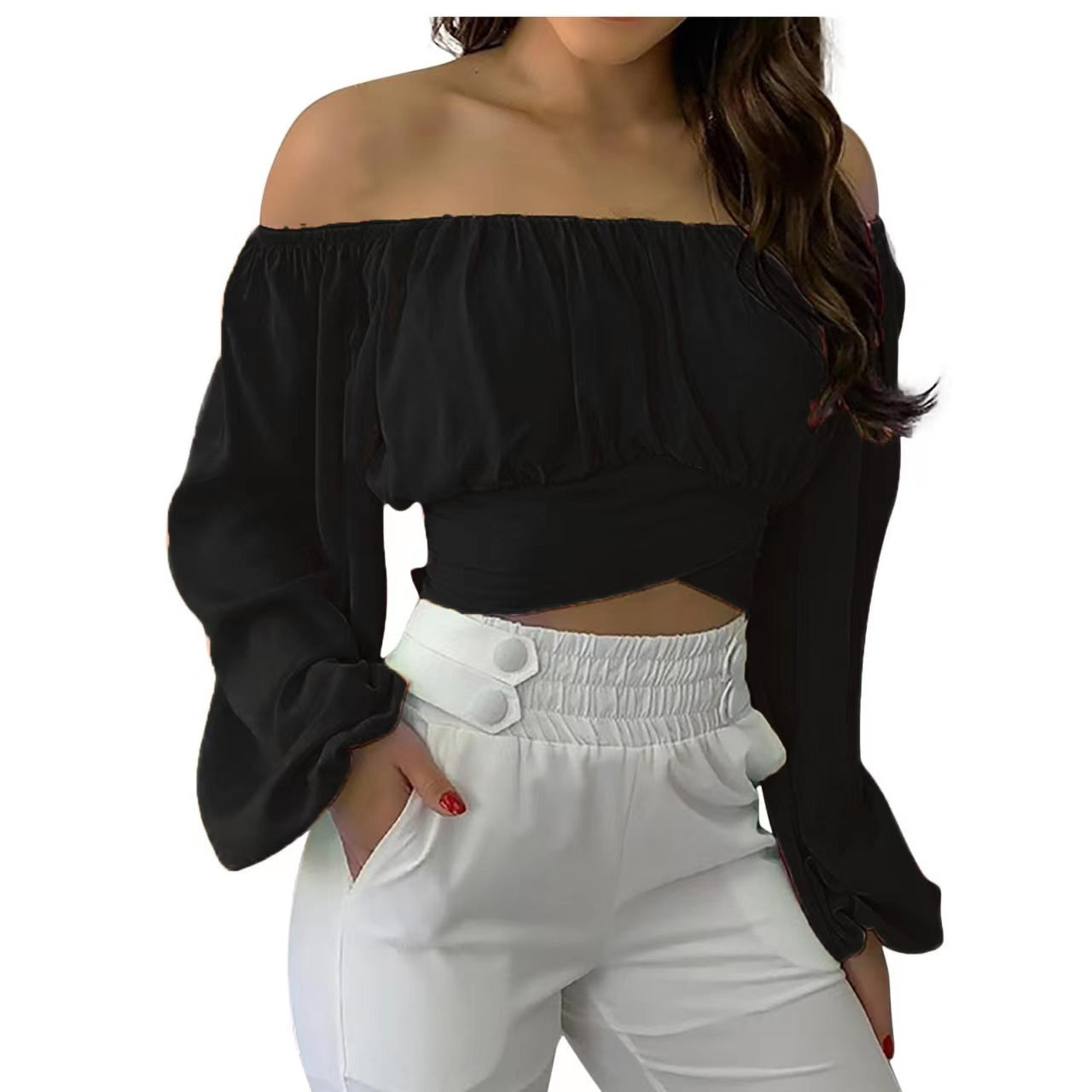 Top à Épaules Dénudées Style Croisé Tendance