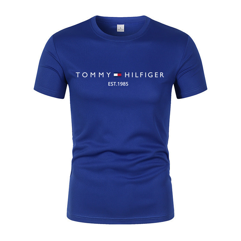 T-shirt homme en coton épais manches courtes, imprimé tendance, coupe ample