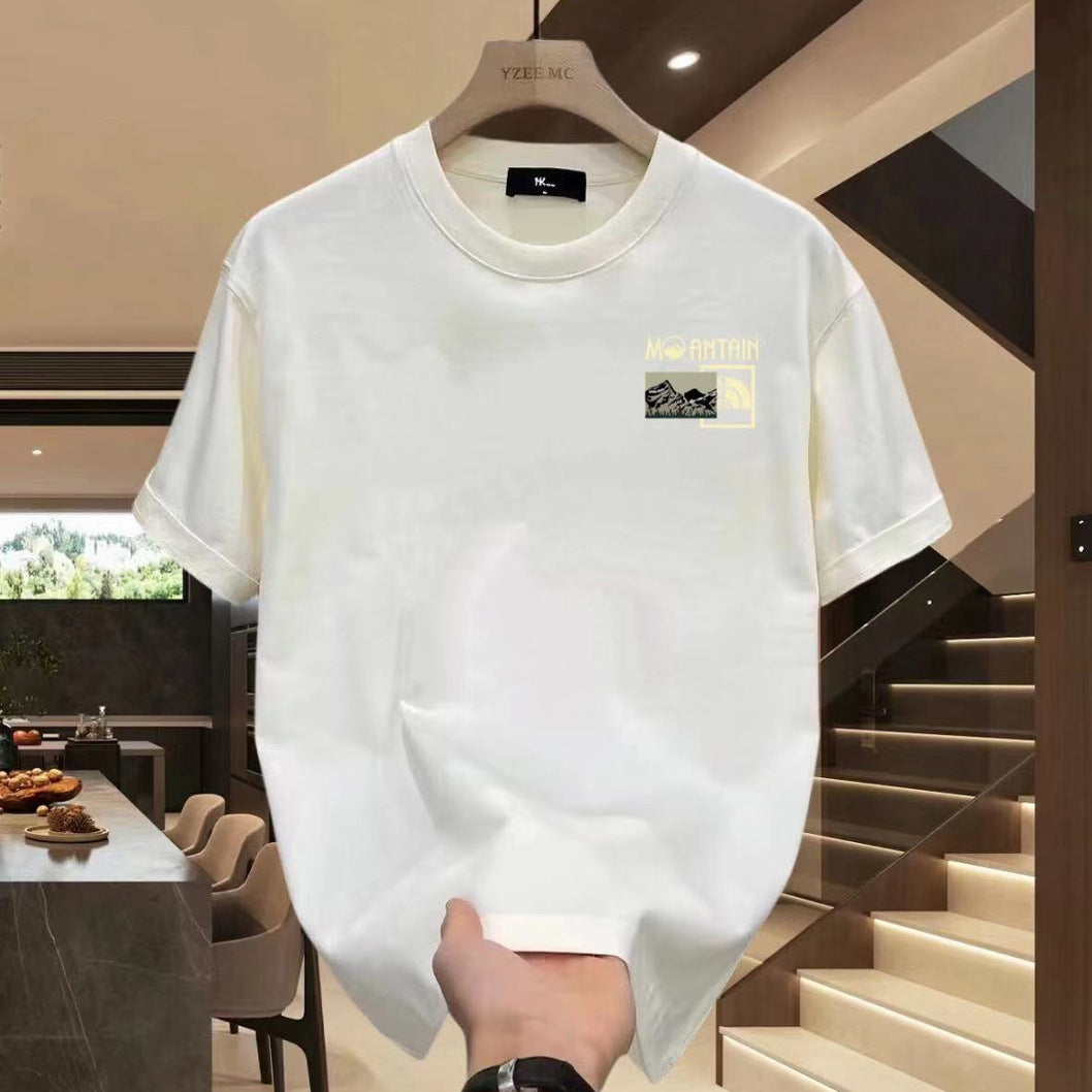 T-shirt homme en coton épais manches courtes, col rond, coupe ample