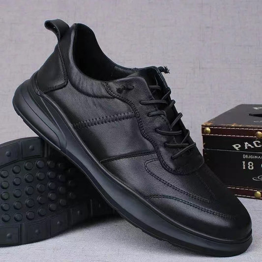 Chaussures en cuir souple pour homme  style coréen, légères et respirantes