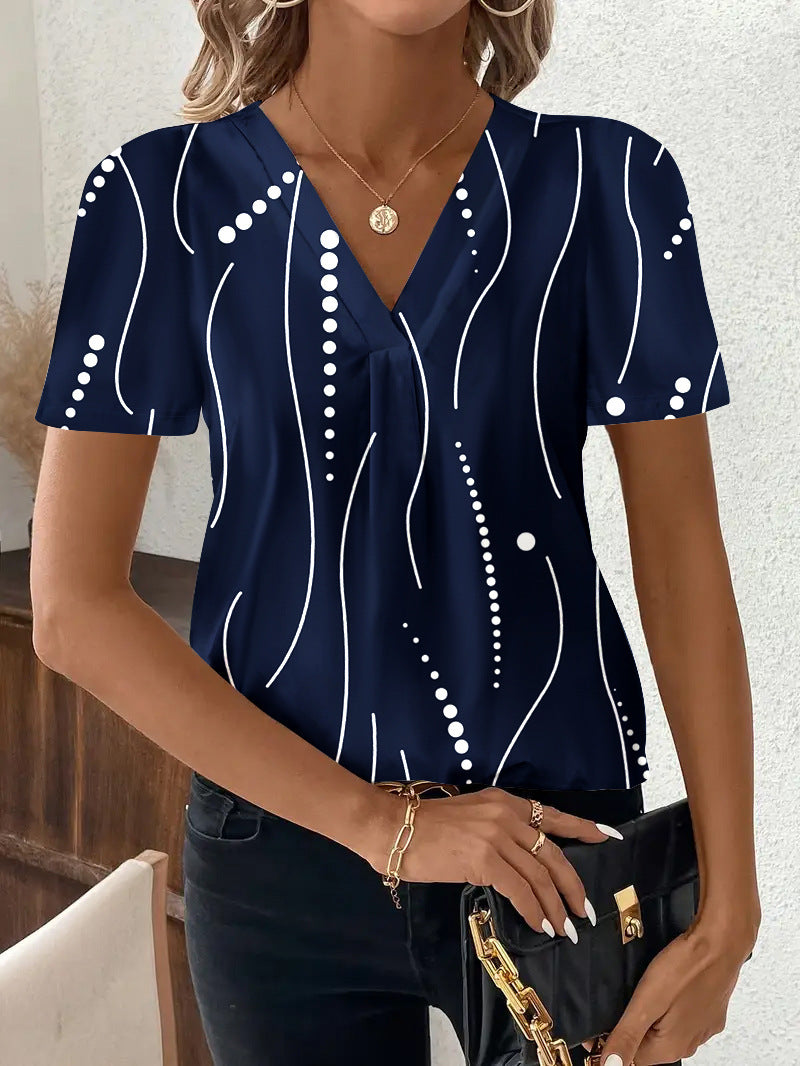 T-shirt Femme Imprimé Col V & Style Décontracté