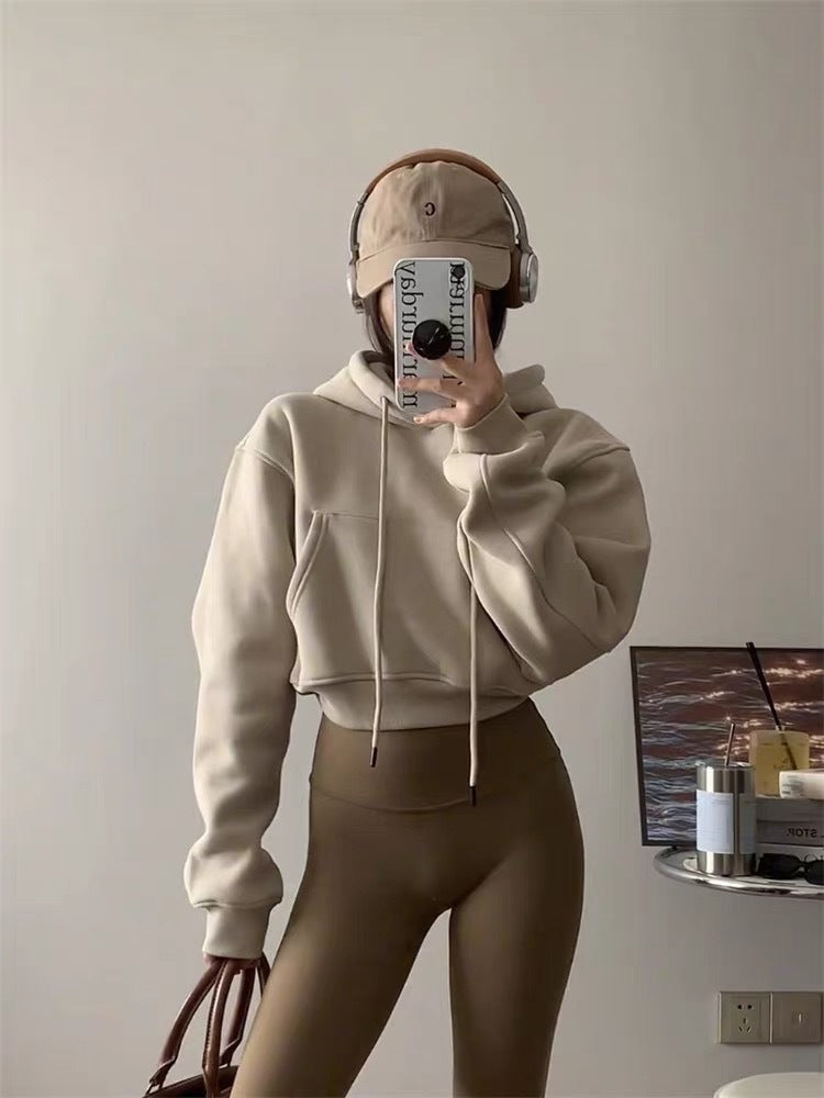 Sweat à Capuche Style Veste Courte Ample et Tendance pour Femme