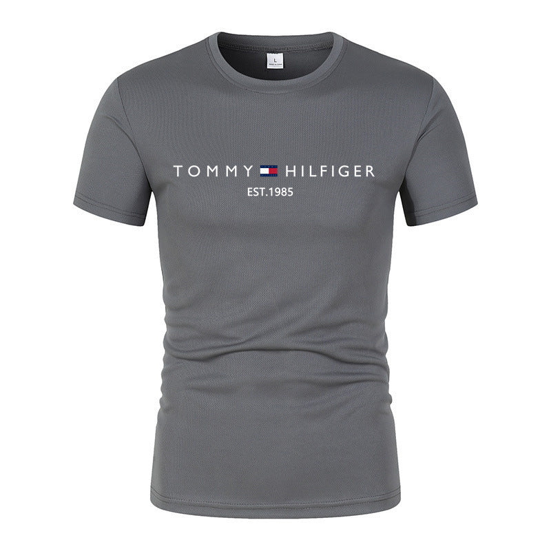 T-shirt homme en coton épais manches courtes, imprimé tendance, coupe ample