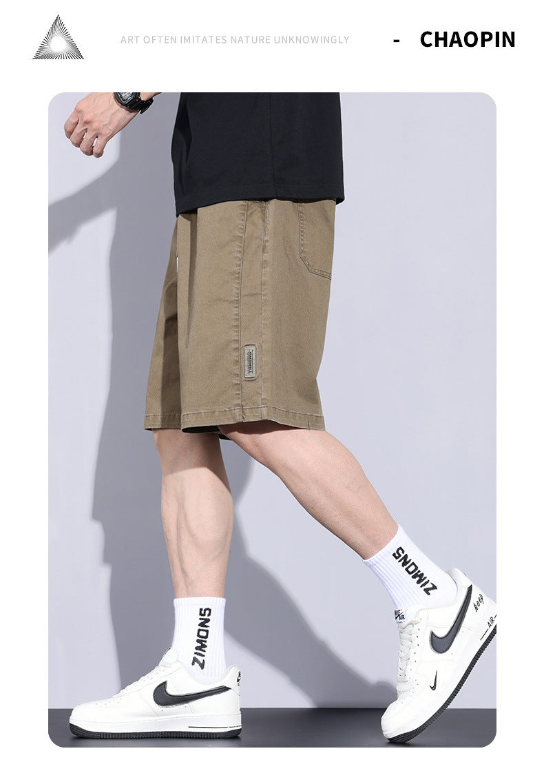 Short en coton pour homme Léger, coupe ample et droite, style décontracté et sportif avec taille élastique