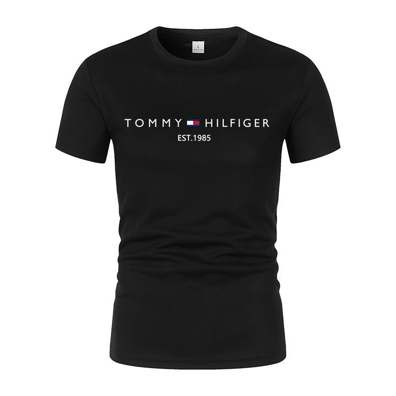 T-shirt homme en coton épais manches courtes, imprimé tendance, coupe ample
