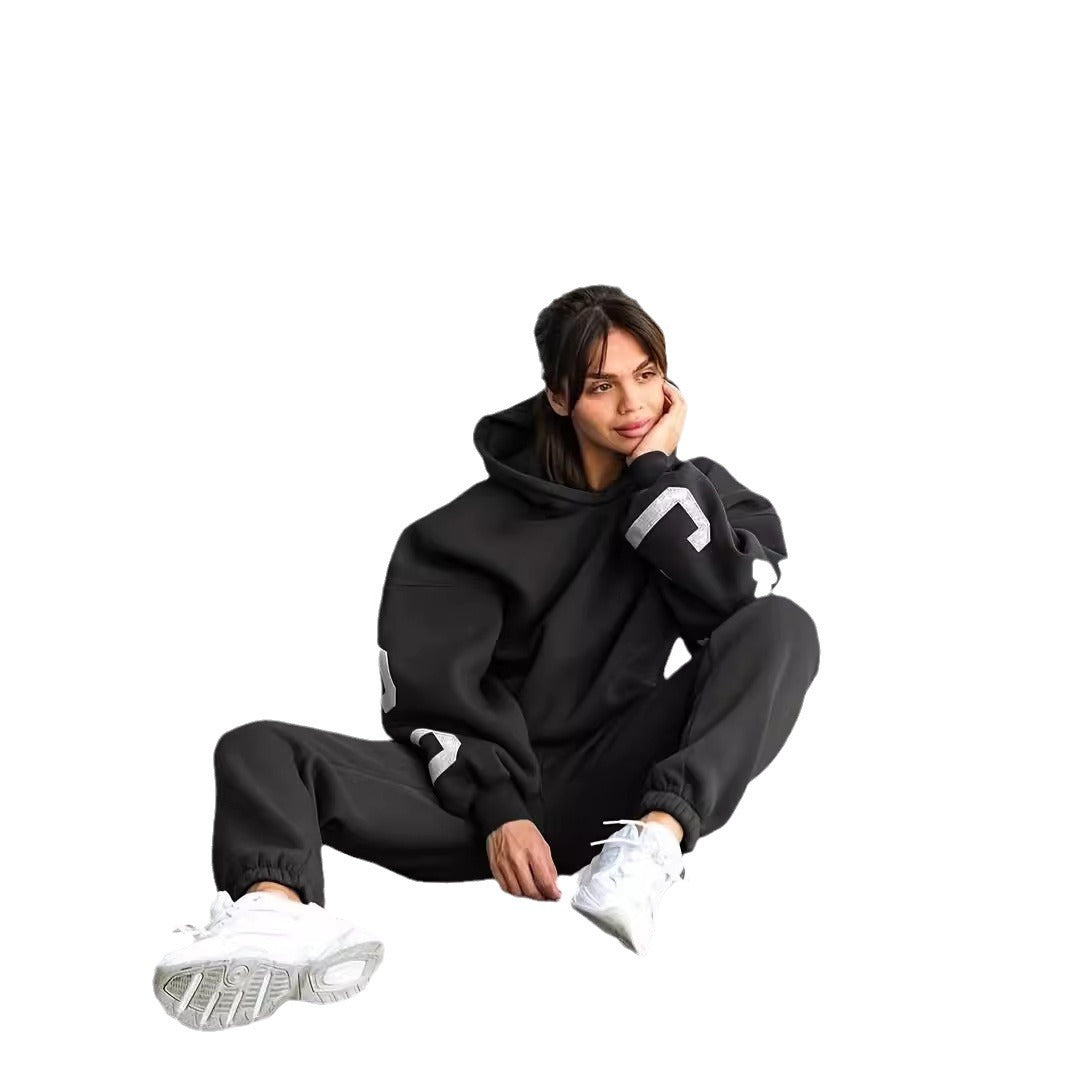 Sweat à capuche en molleton imprimé dos Style streetwear européen et américain