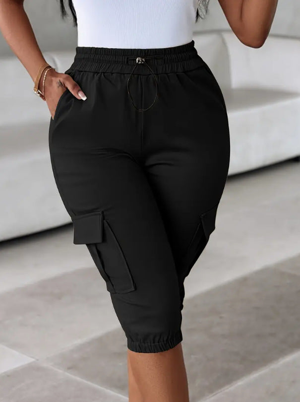 Pantalon Cargo Femme 7/8 Style Urbain avec Poches Multiples