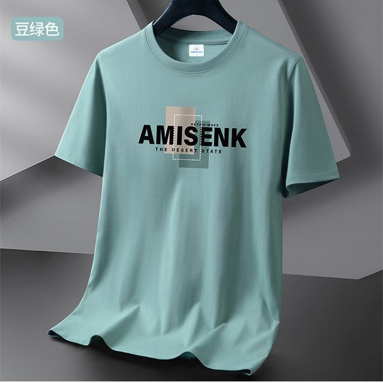 T-shirt homme en coton manches courtes, col rond, imprimé tendance, grandes tailles