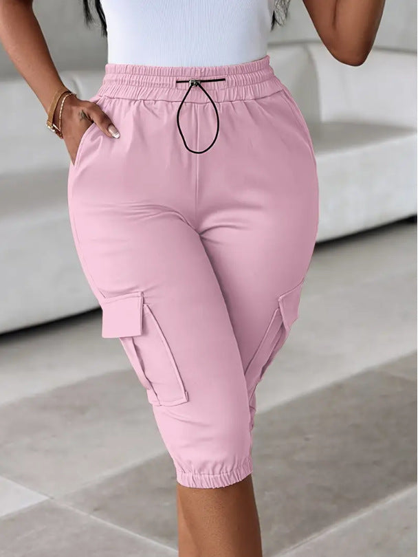 Pantalon Cargo Femme 7/8 Style Urbain avec Poches Multiples