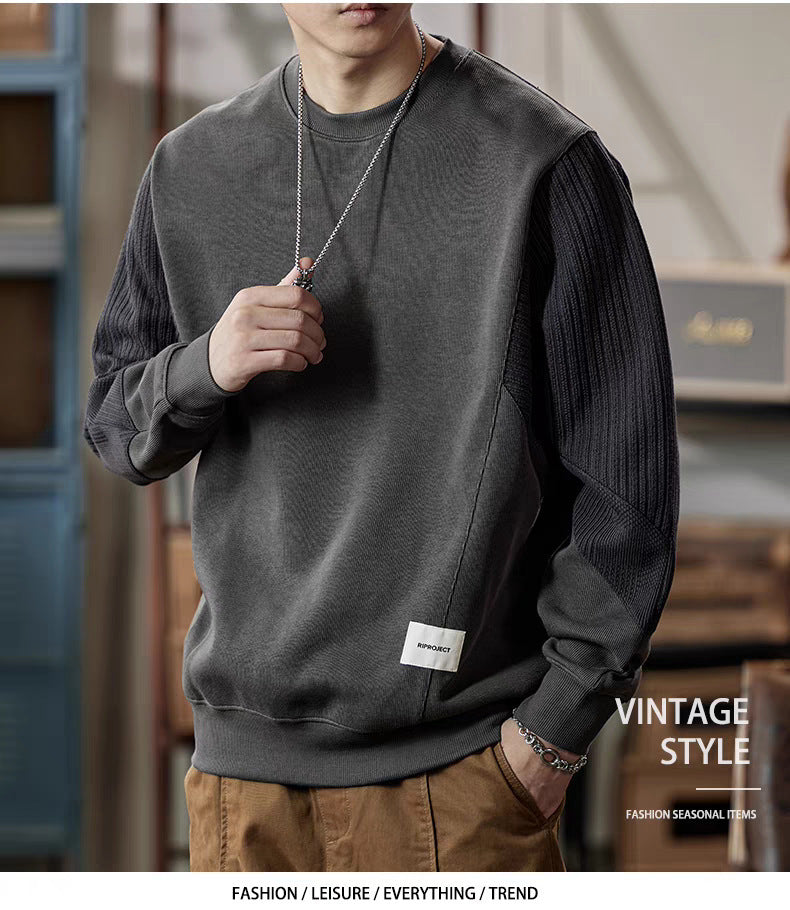 Sweat-shirt pour homme Col rond, coupe ample, style décontracté et élégant, manches longues