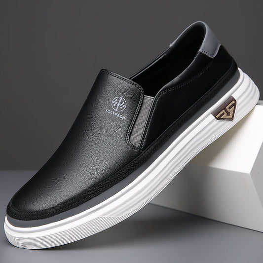 Chaussures décontractées en cuir pour homme  souples, faciles à enfiler, grandes tailles