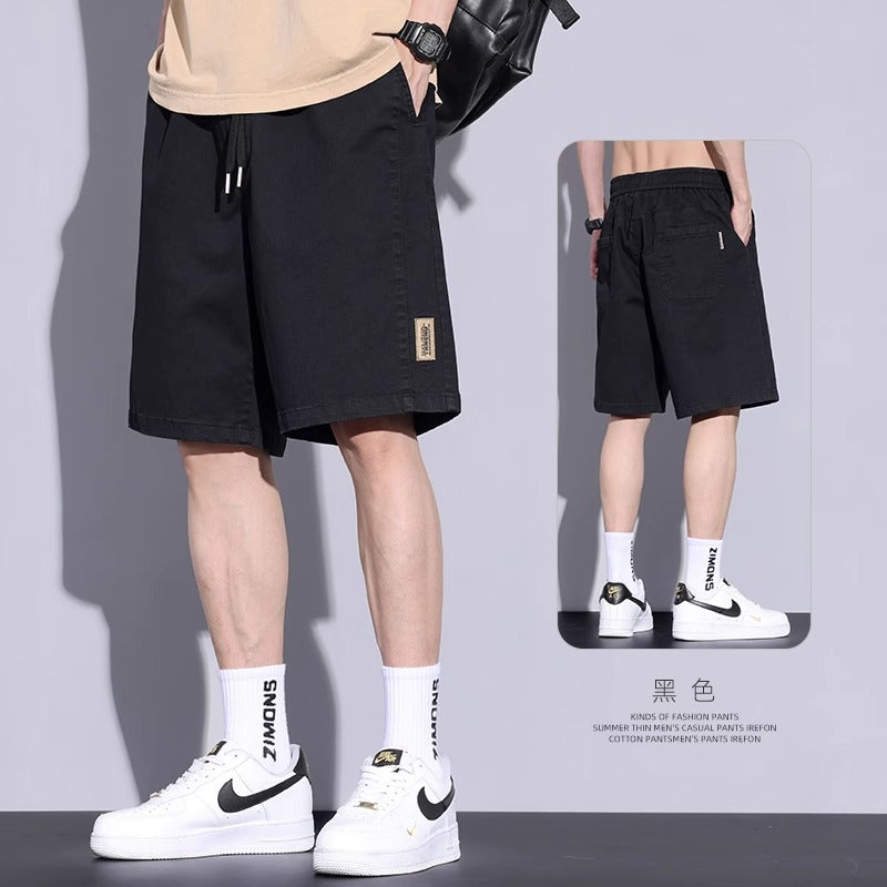 Short en coton pour homme Léger, coupe ample et droite, style décontracté et sportif avec taille élastique