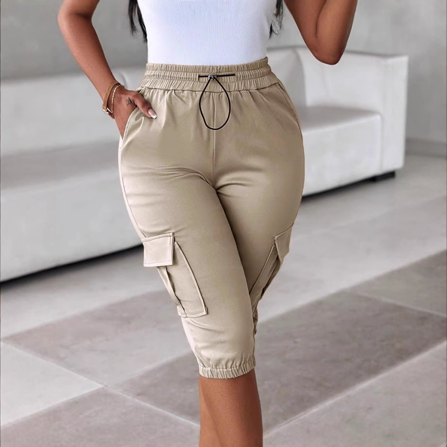 Pantalon Cargo Femme 7/8 Style Urbain avec Poches Multiples
