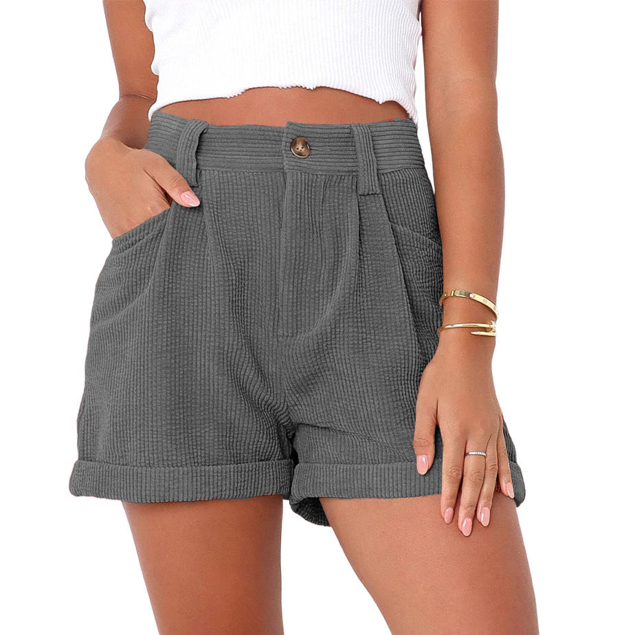 Short Femme Velours Côtelé Taille Haute & Style Décontracté